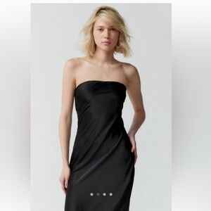 Urban Outiftters Black Midi Strapless Slip Dress